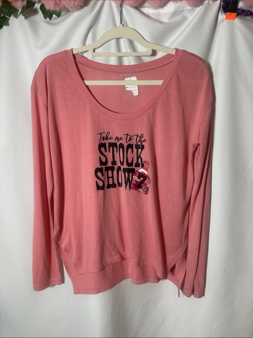 Roper Pink Scoop Neck Graphic Long-Sleeve Sweater